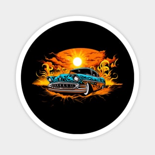 Lowrider Custom Classic Car Hotrod Sunset Lowrider Magnet